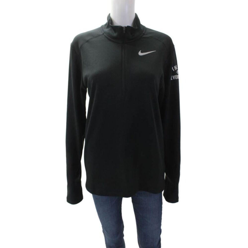 Nike Womens Long Sleeve High Neck Athletic Casual Top Black Size S